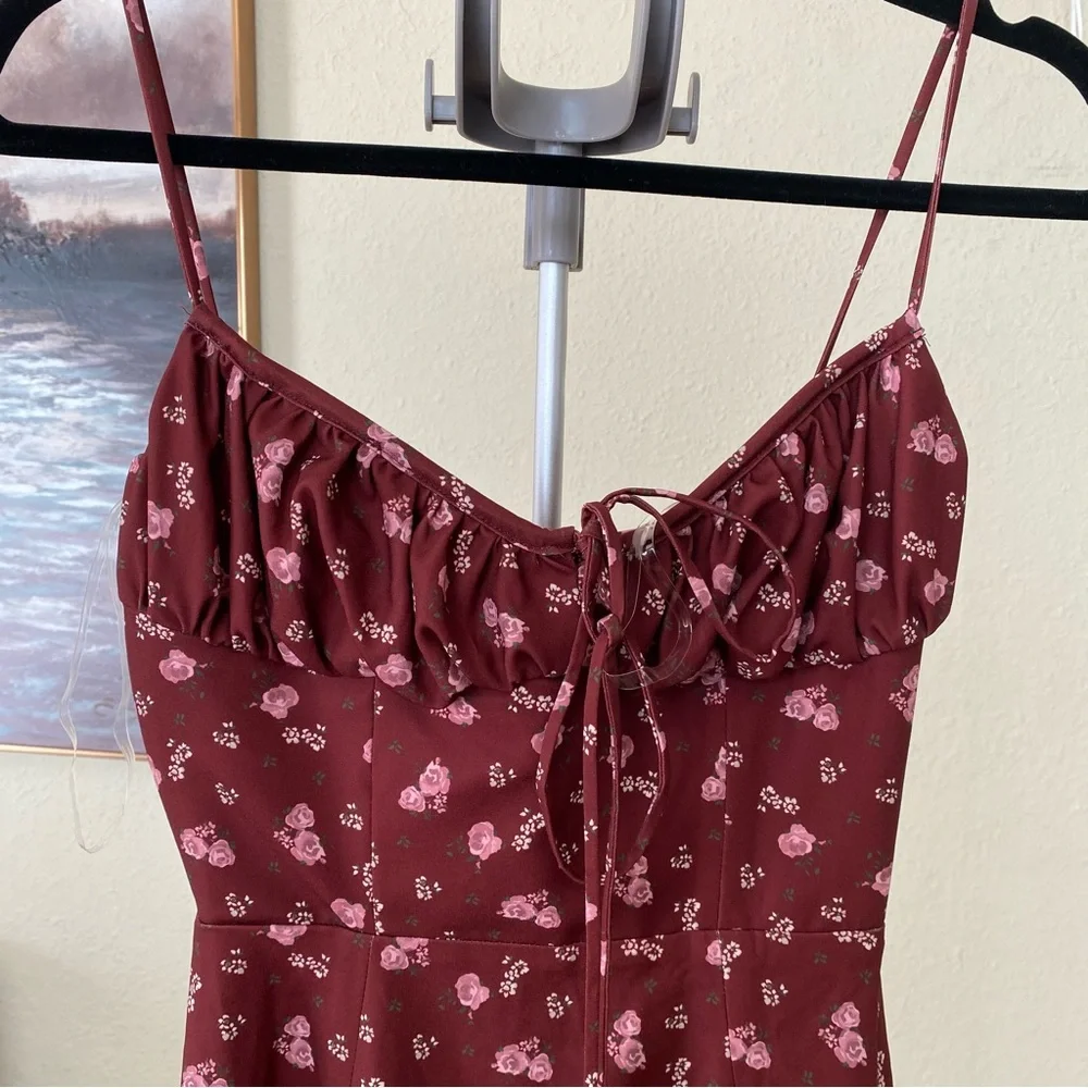 House Of CB Carina Wine Floral Bustier Midi Dress size XS NWOT - Picture 7 of 12